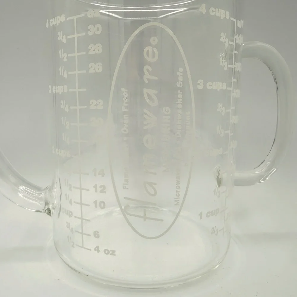 Catamount Flameware Glass Fat Separator Measuring Cup 4 Cup 32 oz Clear Spout